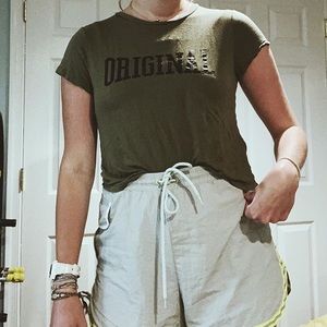 Army green crop shirt